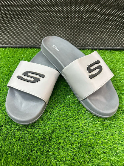 SKECHERS -SOFT COMFORT MEDICATED SLIPPERS-FULL GRAY S