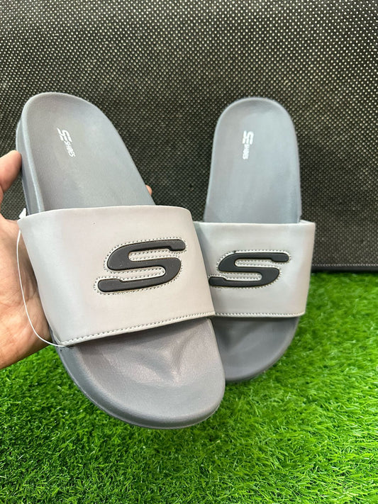 SKECHERS -SOFT COMFORT MEDICATED SLIPPERS-FULL GRAY S